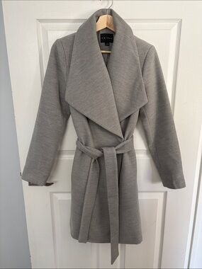 Tribal Gray Wrap Belted Wool-Blend Coat